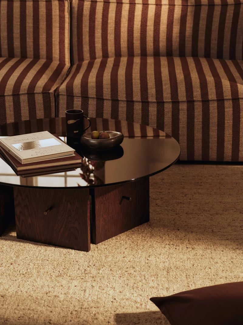 Aukko Coffee Table - Tinted Glass/Dark Stained Oak