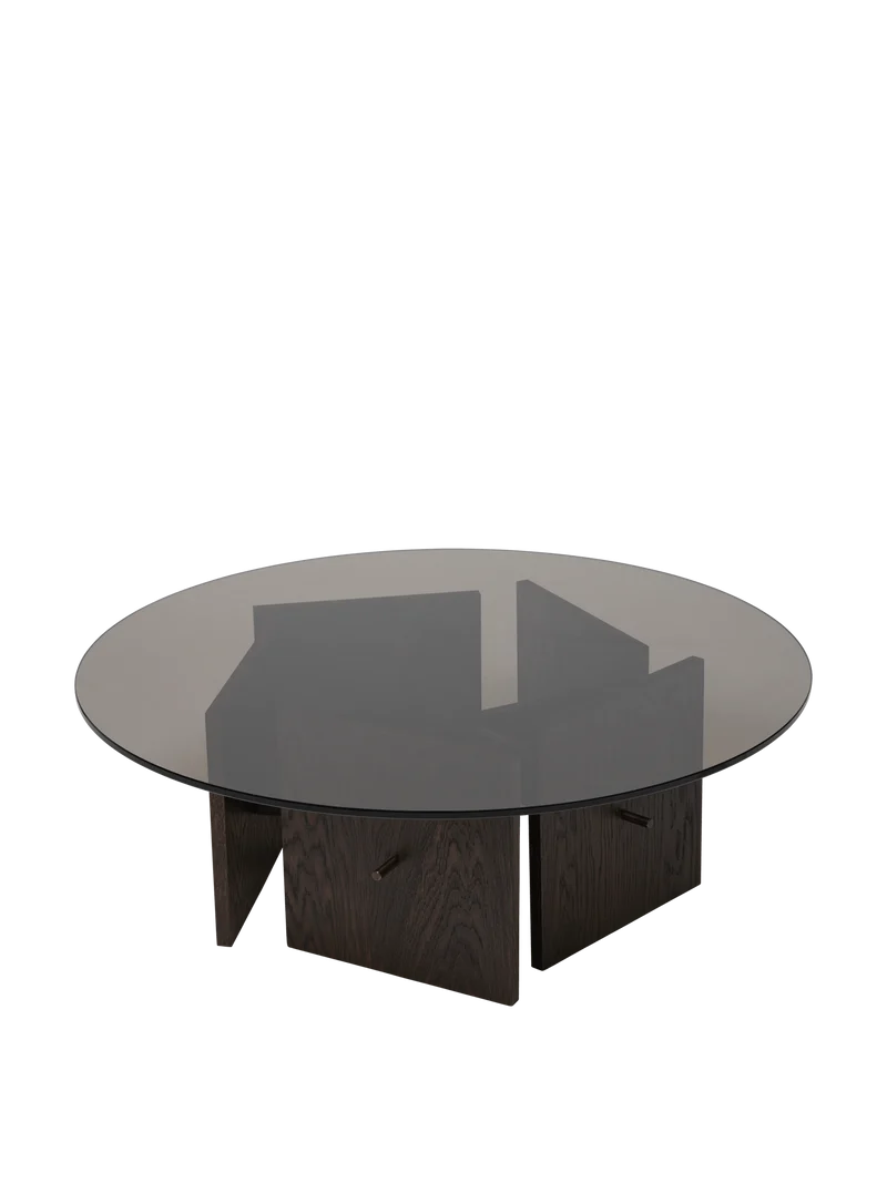 Aukko Coffee Table - Tinted Glass/Dark Stained Oak