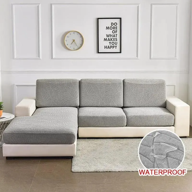 Housse de coussin D'assise & Dossier - Motif jacquard velours gris clair