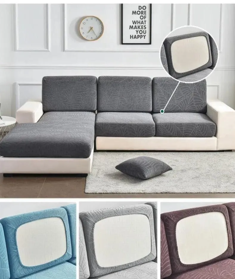 Housse Coussin D'assise & Dossier - Motif jacquard velours beige