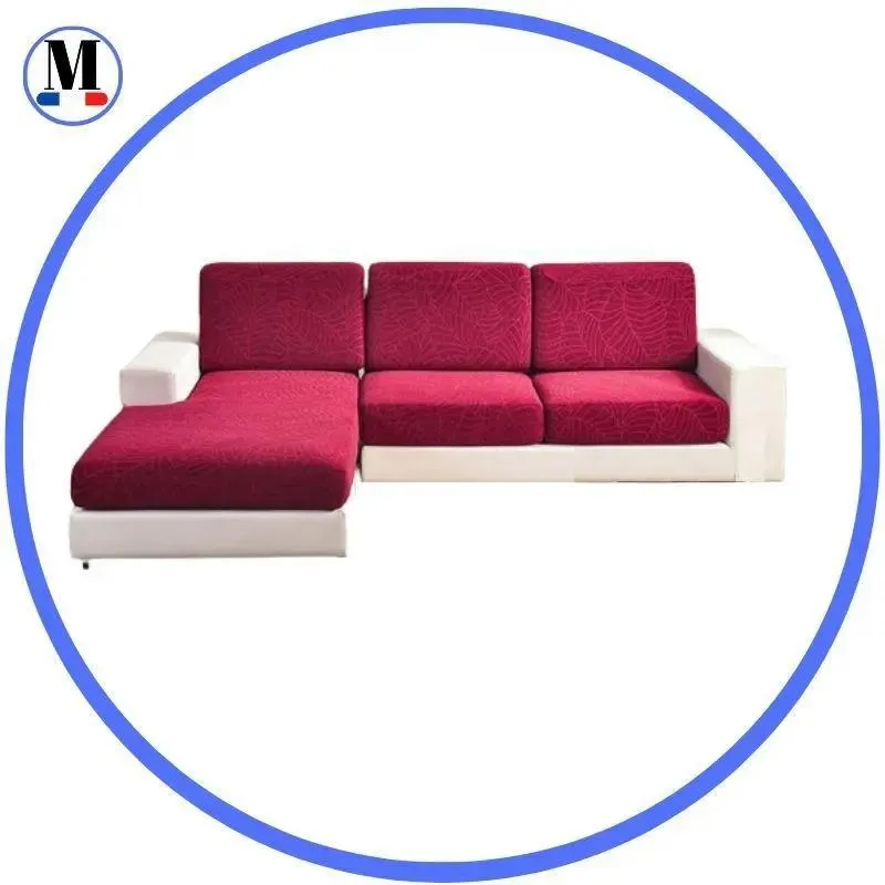 Housse Coussin D'assise & Dossier - Motif jacquard velours rouge vin