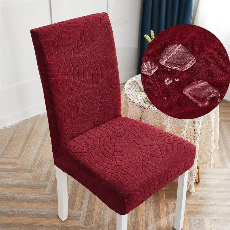 Housse de chaise imperméable extensibles texture feuille d'hibiscus