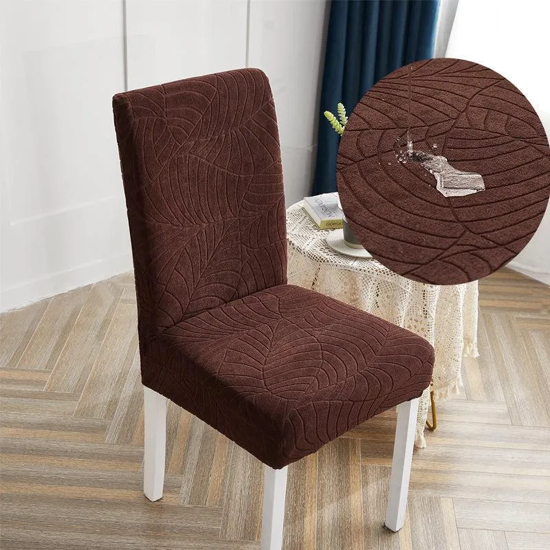 Housse de chaise imperméable extensibles texture feuille d'hibiscus