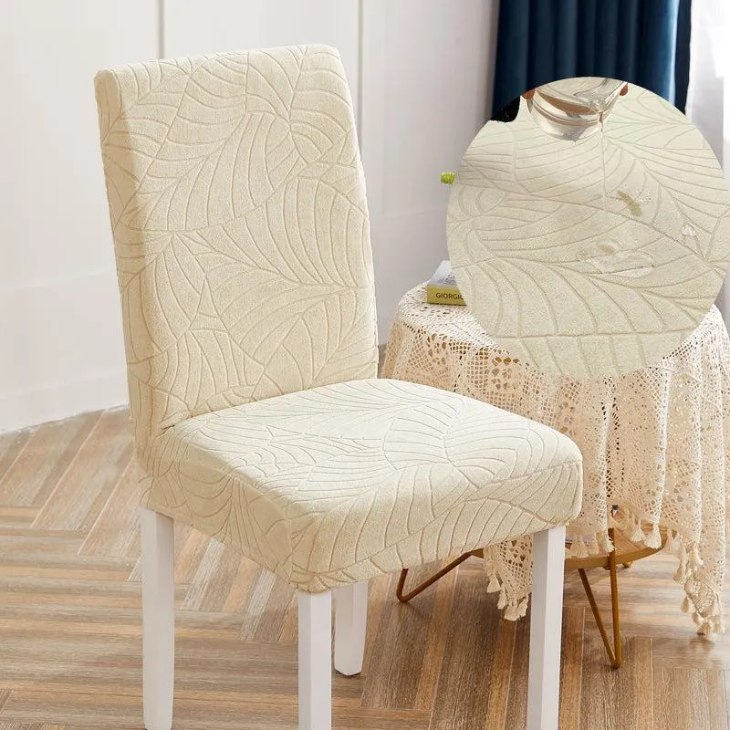 Housse de chaise imperméable extensibles texture feuille d'hibiscus