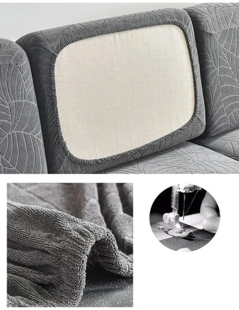 Housse Coussin D'assise & Dossier - Motif jacquard velours gris