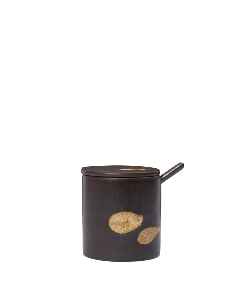 Koyo Jar with Spoon - Dark Brown/Buff