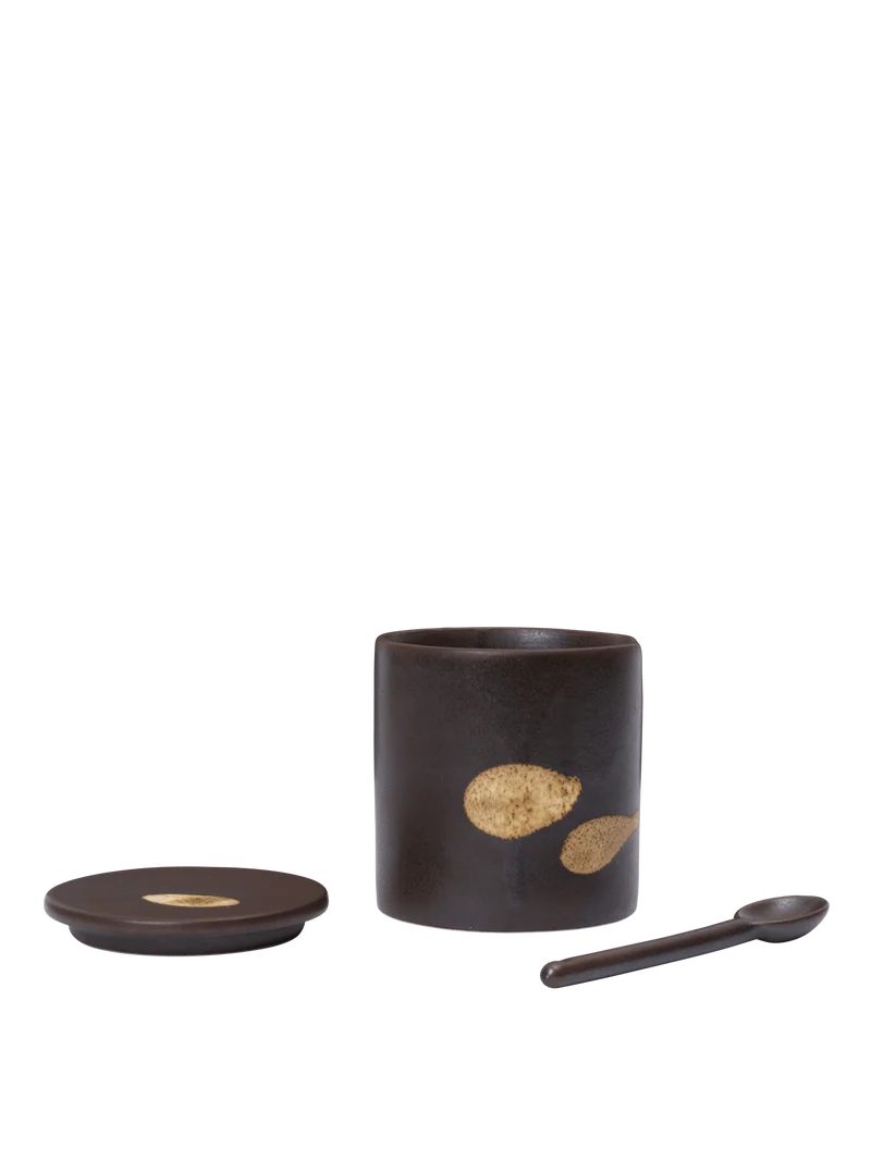 Koyo Jar with Spoon - Dark Brown/Buff