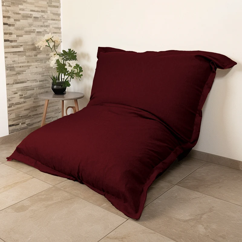 Pouf Géant XXL 190x155 Prune - Effet Lin & Mousse (Canapé de Sol Design)
