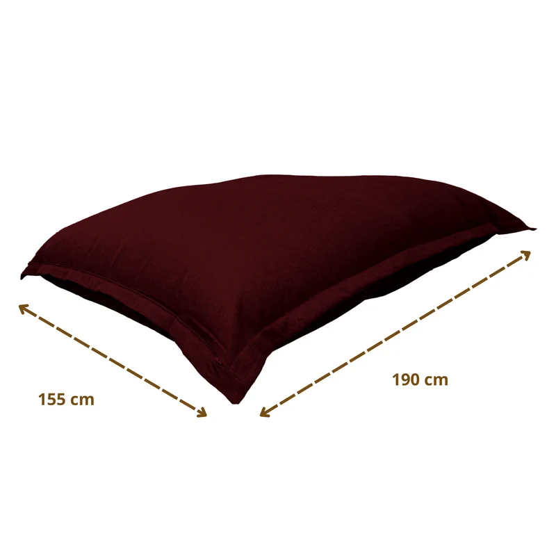 Pouf Géant XXL 190x155 Prune - Effet Lin & Mousse (Canapé de Sol Design)