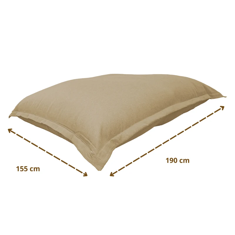 Pouf Géant XXL 190x155 Beige - Effet Lin & Mousse (Canapé de Sol Design)