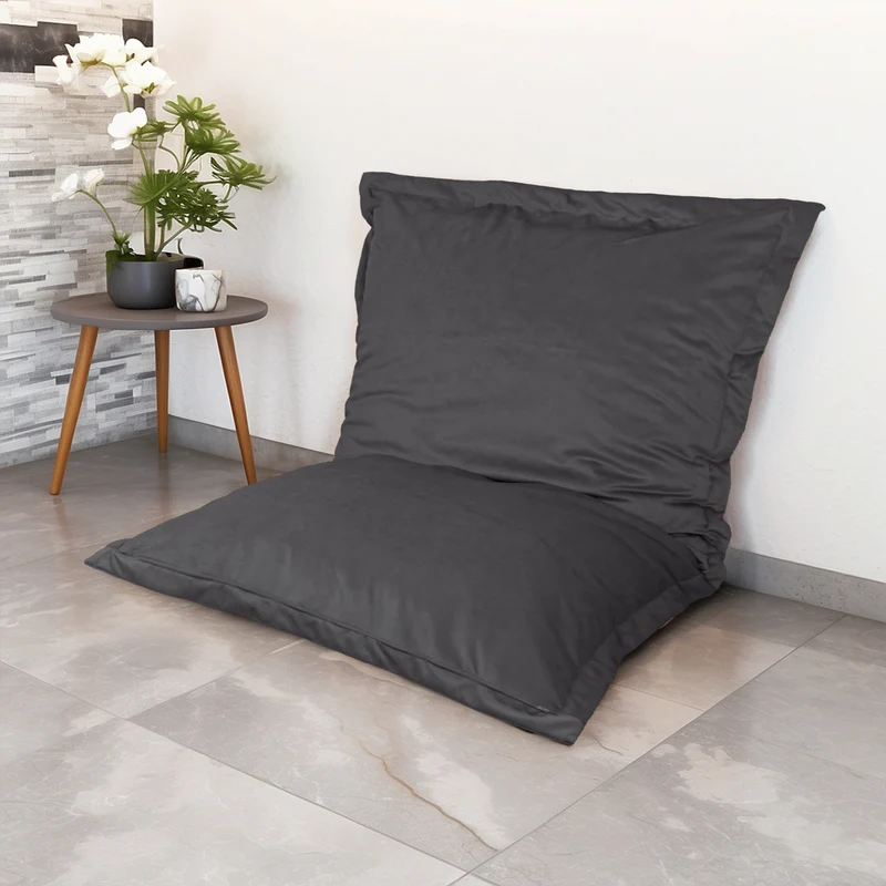 Pouf Coussin Géant XL 150x100 Gris Foncé - Velours & Mousse (Luxe & Confort)