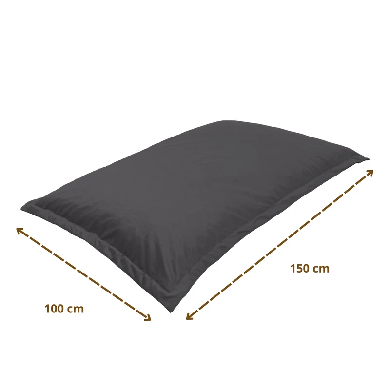 Pouf Coussin Géant XL 150x100 Gris Foncé - Velours & Mousse (Luxe & Confort)