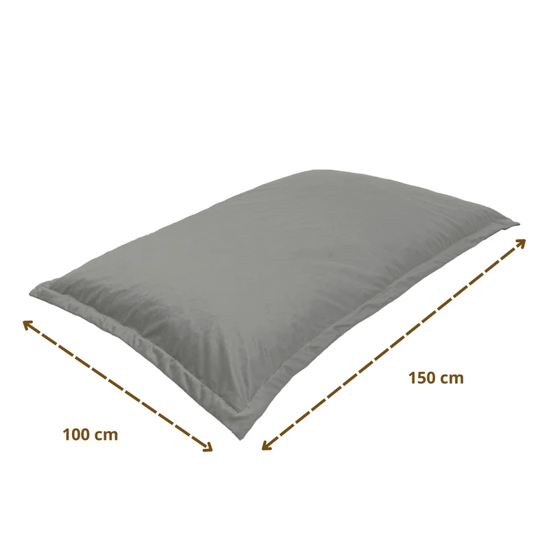 Pouf Coussin Géant XL 150x100 Gris Clair - Velours & Mousse (Luxe & Confort)