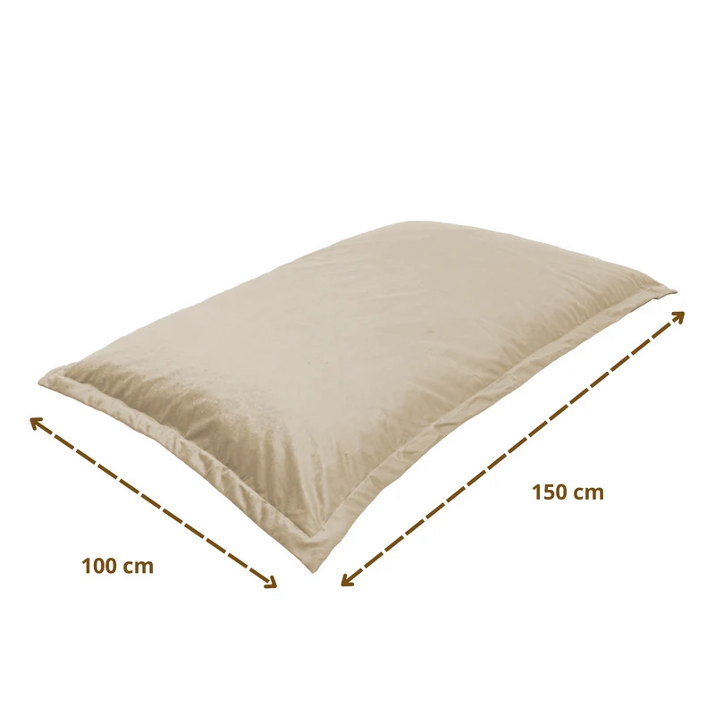Pouf Coussin Géant XL 150x100 Crème - Velours & Mousse (Luxe & Confort)