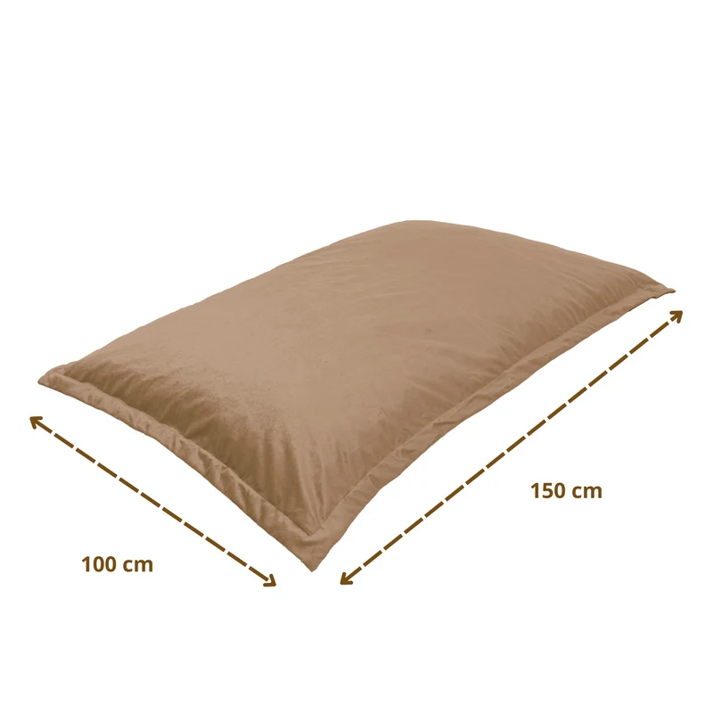 Pouf Coussin Géant XL 150x100 Beige - Velours & Mousse (Luxe & Confort)