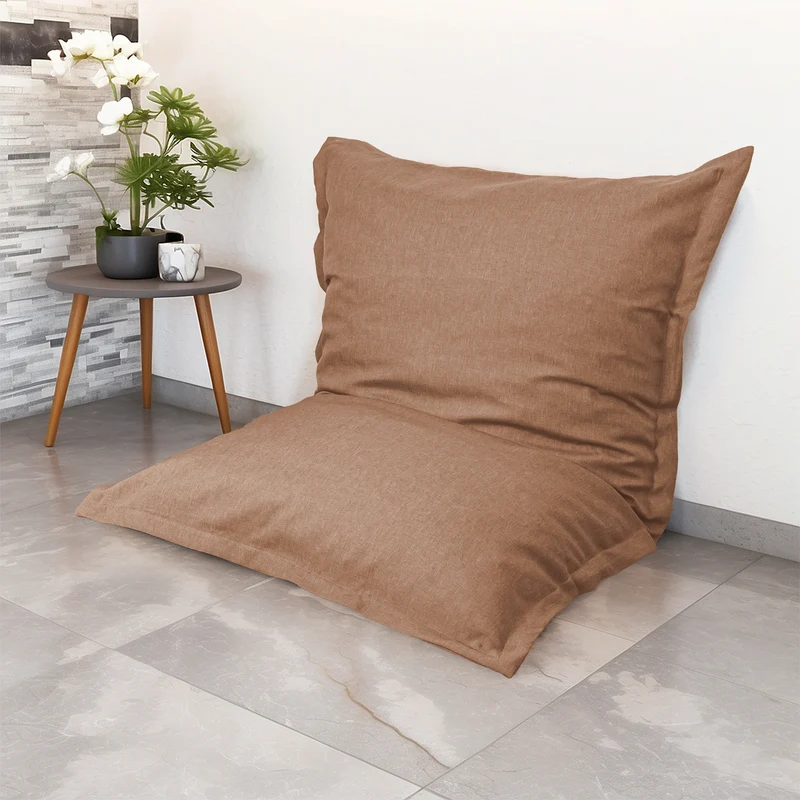 Pouf Coussin Géant XL 150x100 Terracotta - Effet Lin & Mousse (Salon Chic)