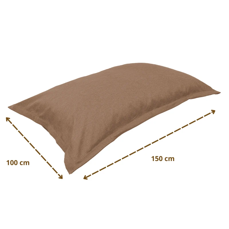 Pouf Coussin Géant XL 150x100 Terracotta - Effet Lin & Mousse (Salon Chic)