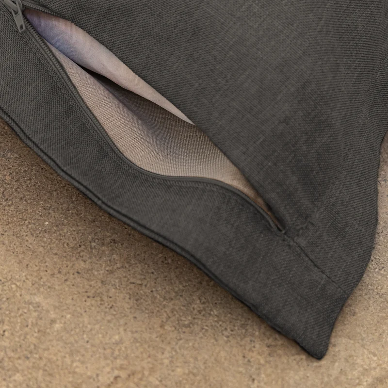 Pouf Coussin Géant XL 150x100 Gris Chiné - Effet Lin & Mousse (Salon Chic)