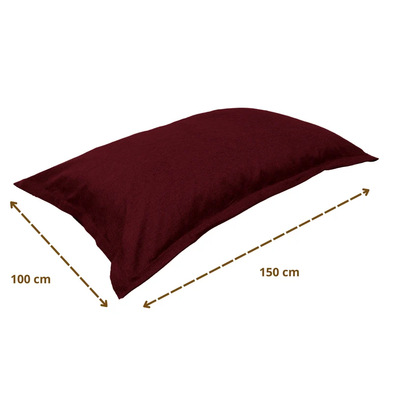 Pouf Coussin Géant XL 150x100 Prune - Effet Lin & Mousse (Salon Chic)