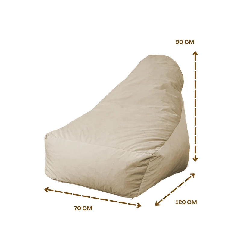 Fauteuil Pouf XXL 120x90 Crème - Velours Soyeux & Mousse (Luxe & Confort)
