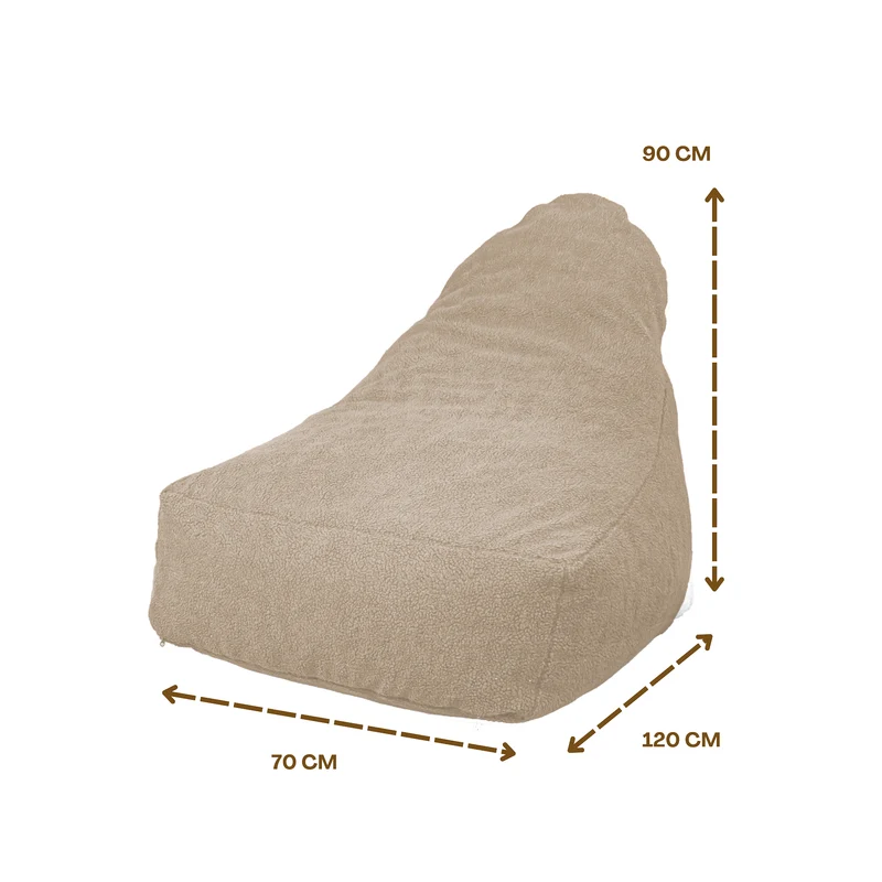Fauteuil Pouf XXL 120x90 Beige - Tissu Sherpa & Mousse (Cocon Douceur)