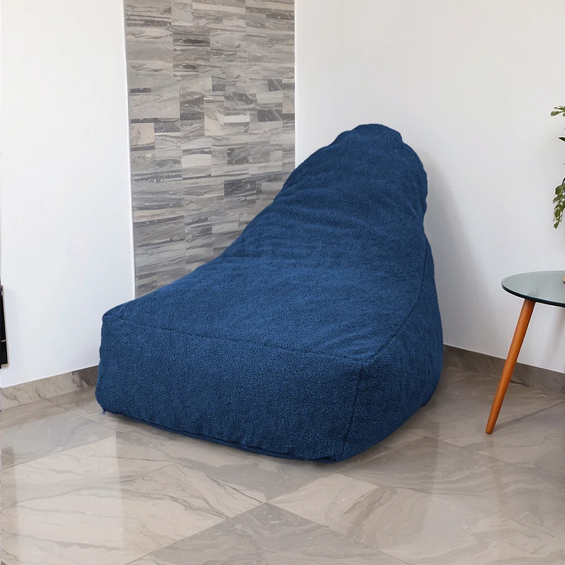 Fauteuil Pouf XXL 120x90 Bleu Pétrole - Tissu Sherpa & Mousse (Cocon Douceur)
