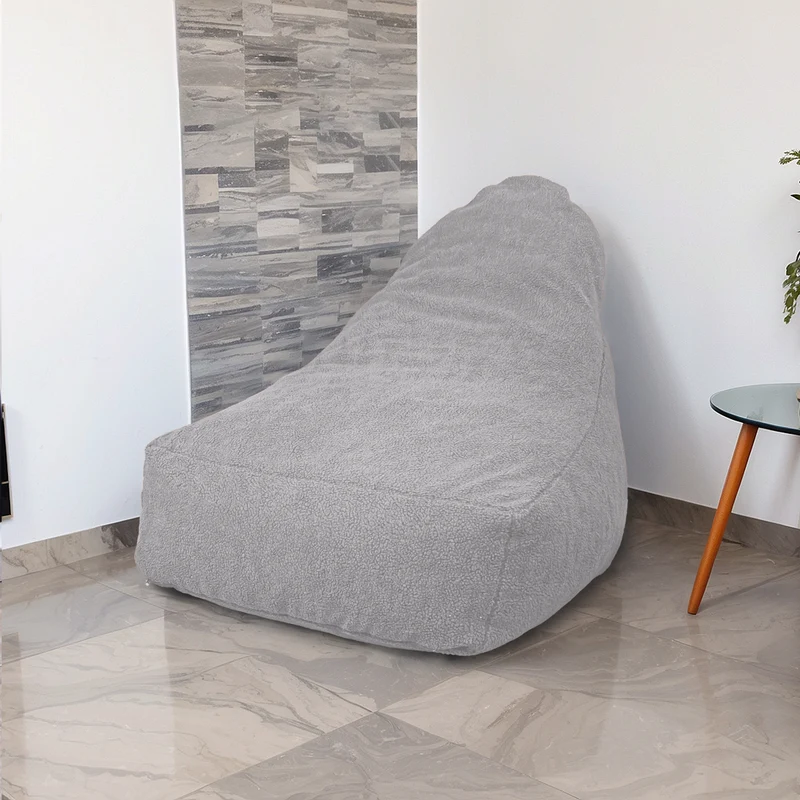 Fauteuil Pouf XXL 120x90 Gris Clair - Tissu Sherpa & Mousse (Cocon Douceur)
