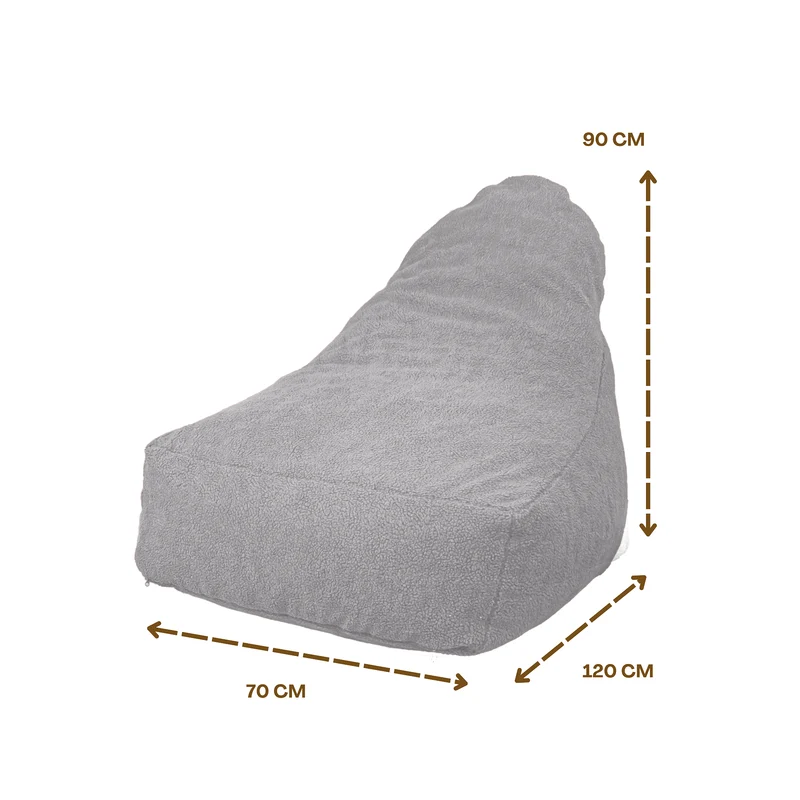 Fauteuil Pouf XXL 120x90 Gris Clair - Tissu Sherpa & Mousse (Cocon Douceur)