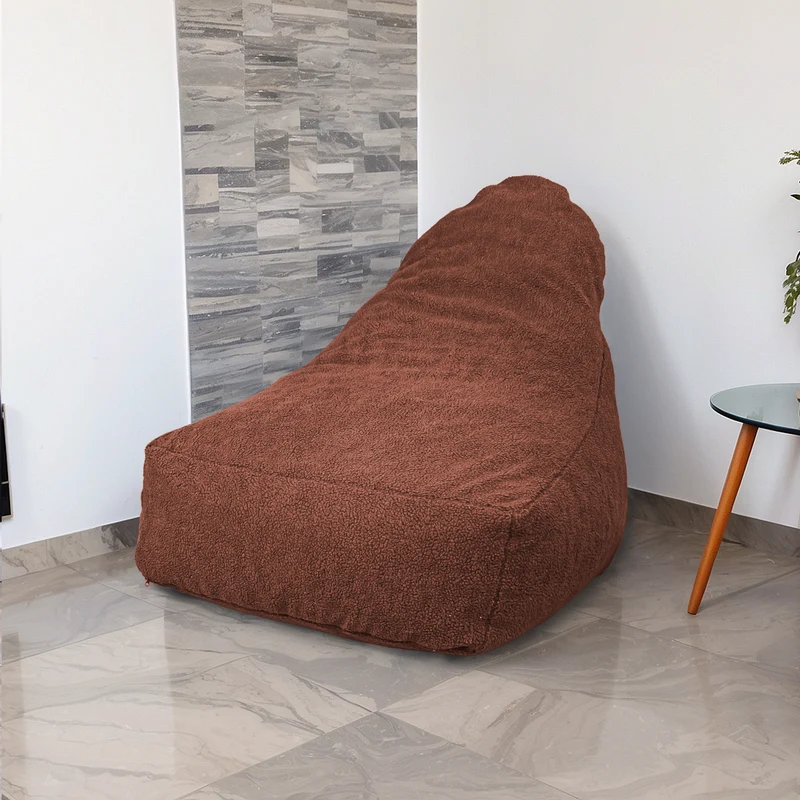 Fauteuil Pouf XXL 120x90 Terracotta - Tissu Sherpa & Mousse (Cocon Douceur)