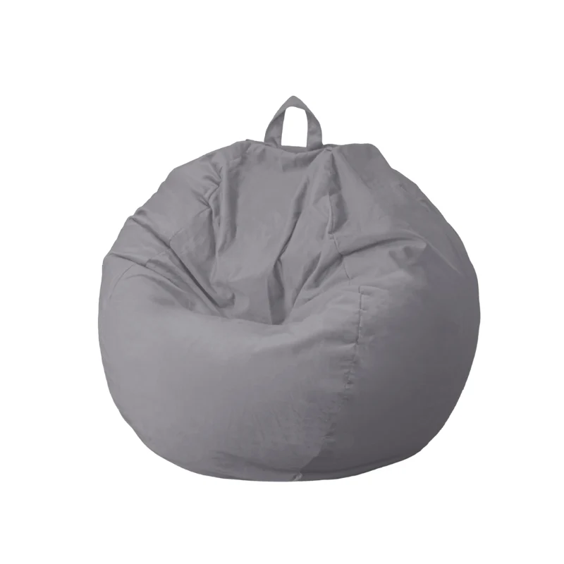 Pouf poire XL d'intérieur en tissu velours - 110x120 cm - Gris clair