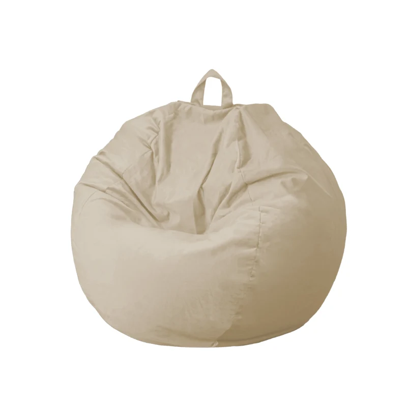 Pouf poire XL d'intérieur en tissu velours - 110x120 cm - Crême