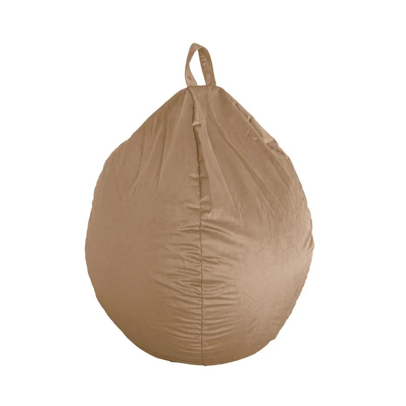 Pouf poire XL d'intérieur en tissu velours - 110x120 cm - Beige