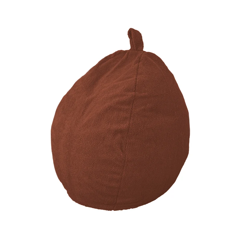 Pouf poire XL d'intérieur en tissu sherpa - 110x120 cm - Terracotta