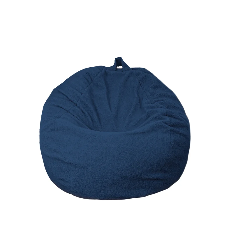 Pouf poire XL d'intérieur en tissu sherpa - 110x120 cm - Bleu pétrole