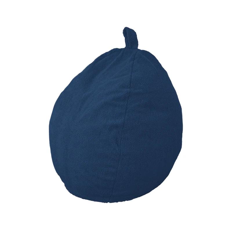Pouf poire XL d'intérieur en tissu sherpa - 110x120 cm - Bleu pétrole