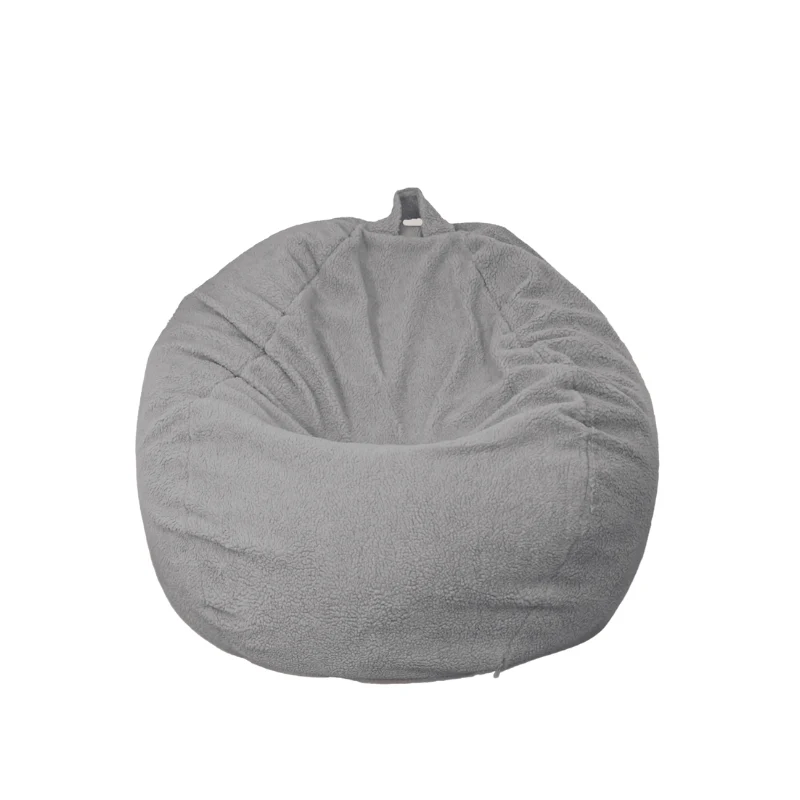 Pouf poire XL d'intérieur en tissu sherpa - 110x120 cm - Gris clair
