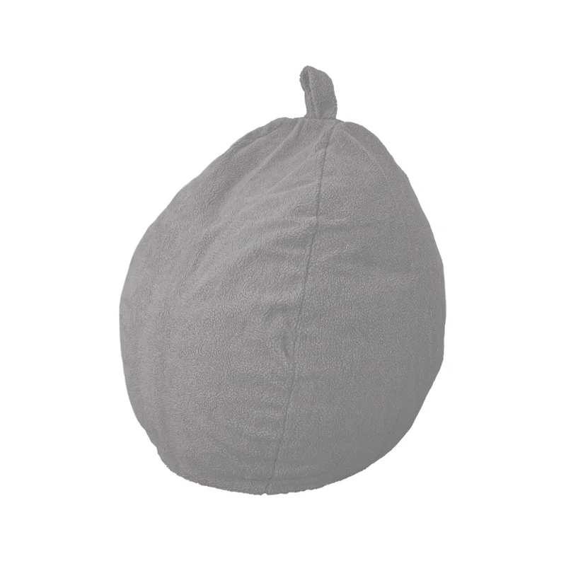 Pouf poire XL d'intérieur en tissu sherpa - 110x120 cm - Gris clair