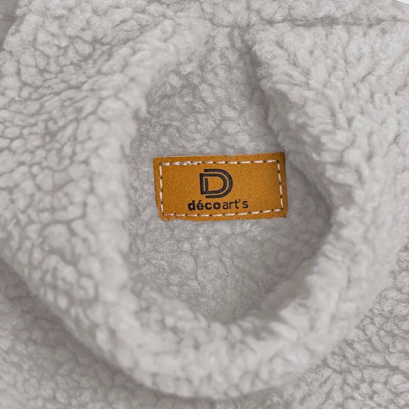 Pouf poire XL d'intérieur en tissu sherpa - 110x120 cm - Gris clair
