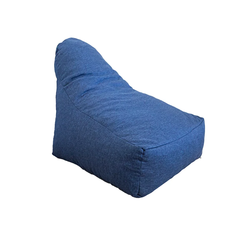 Fauteuil Pouf XXL 120x90 Bleu Indigo - Tissu Effet Lin & Mousse (Confort Salon)