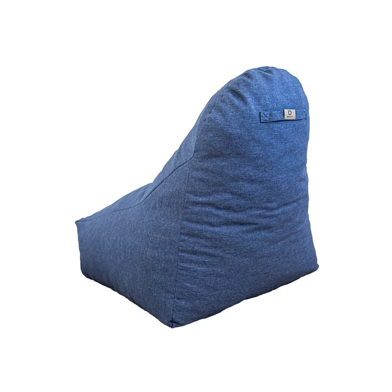 Fauteuil Pouf XXL 120x90 Bleu Indigo - Tissu Effet Lin & Mousse (Confort Salon)