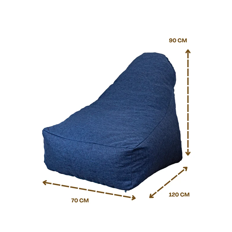 Fauteuil Pouf XXL 120x90 Bleu Indigo - Tissu Effet Lin & Mousse (Confort Salon)