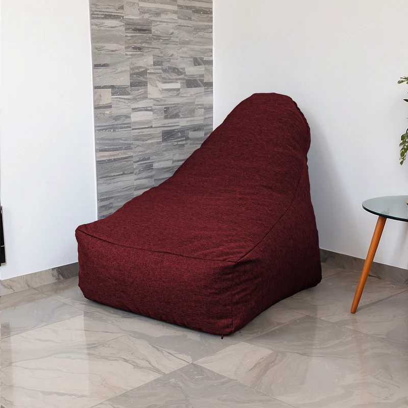 Fauteuil Pouf XXL 120x90 Prune - Tissu Effet Lin & Mousse (Confort Salon)