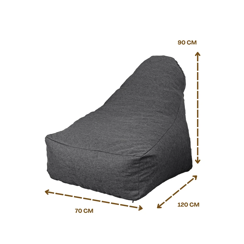 Fauteuil Pouf XXL 120x90 Gris Chiné - Tissu Effet Lin & Mousse (Confort Salon)