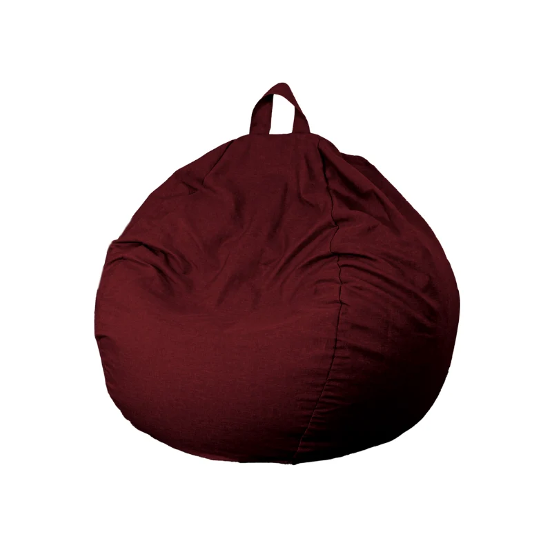 Pouf poire XL d'intérieur en tissu effet lin - 110x120 cm - Prune