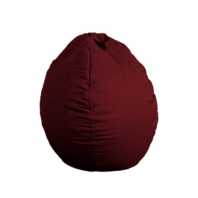 Pouf poire XL d'intérieur en tissu effet lin - 110x120 cm - Prune