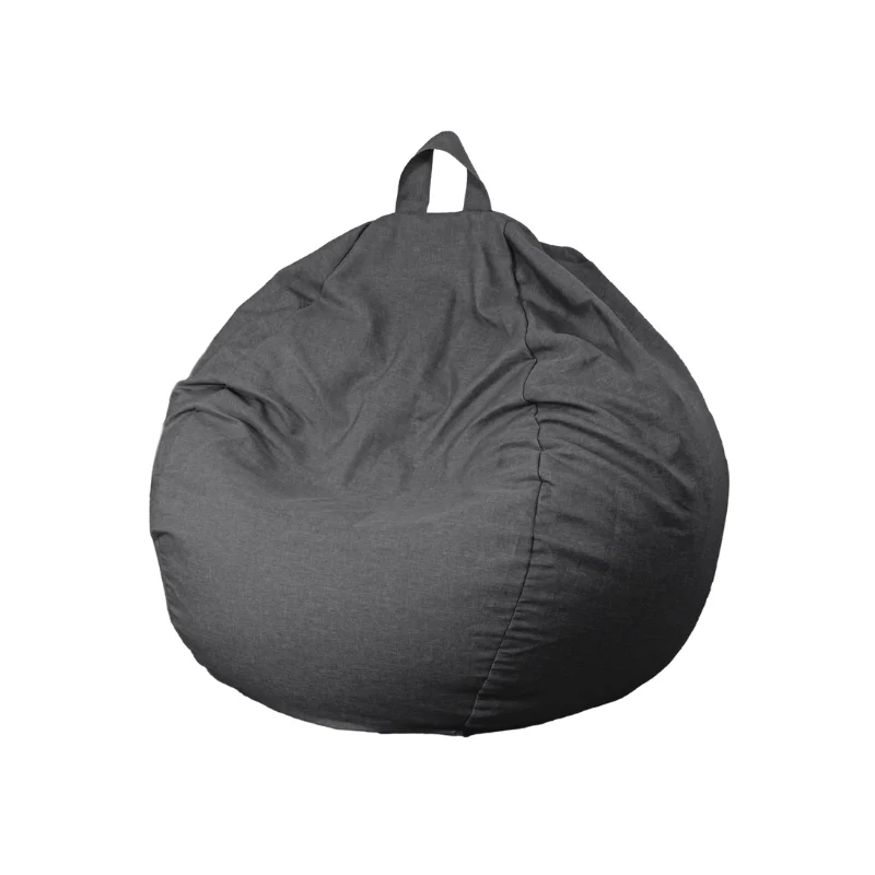 Pouf poire XL d'intérieur en tissu effet lin - 110x120 cm - Gris chiné