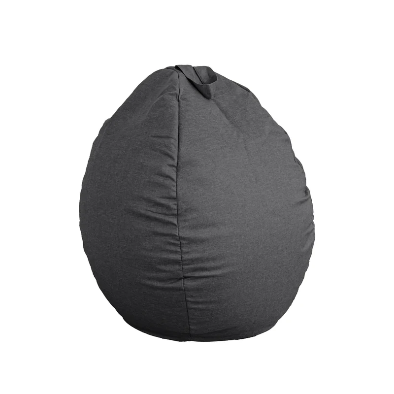 Pouf poire XL d'intérieur en tissu effet lin - 110x120 cm - Gris chiné
