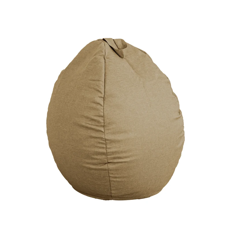 Pouf poire XL d'intérieur en tissu effet lin - 110x120 cm - Beige
