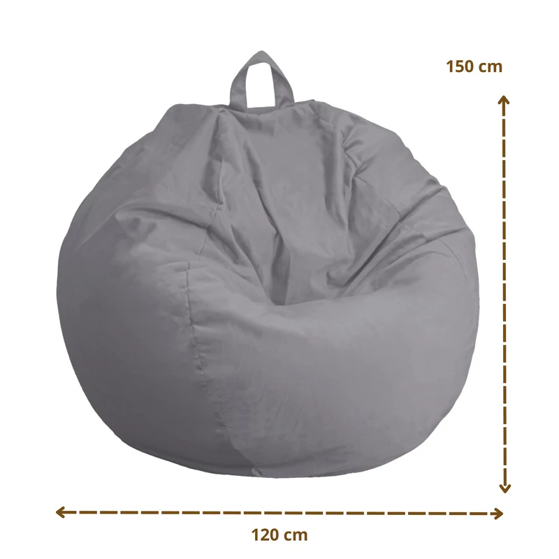 Pouf Poire Géant XXL 120x150 Gris Clair - Velours & Mousse (Grand Luxe & Confort)