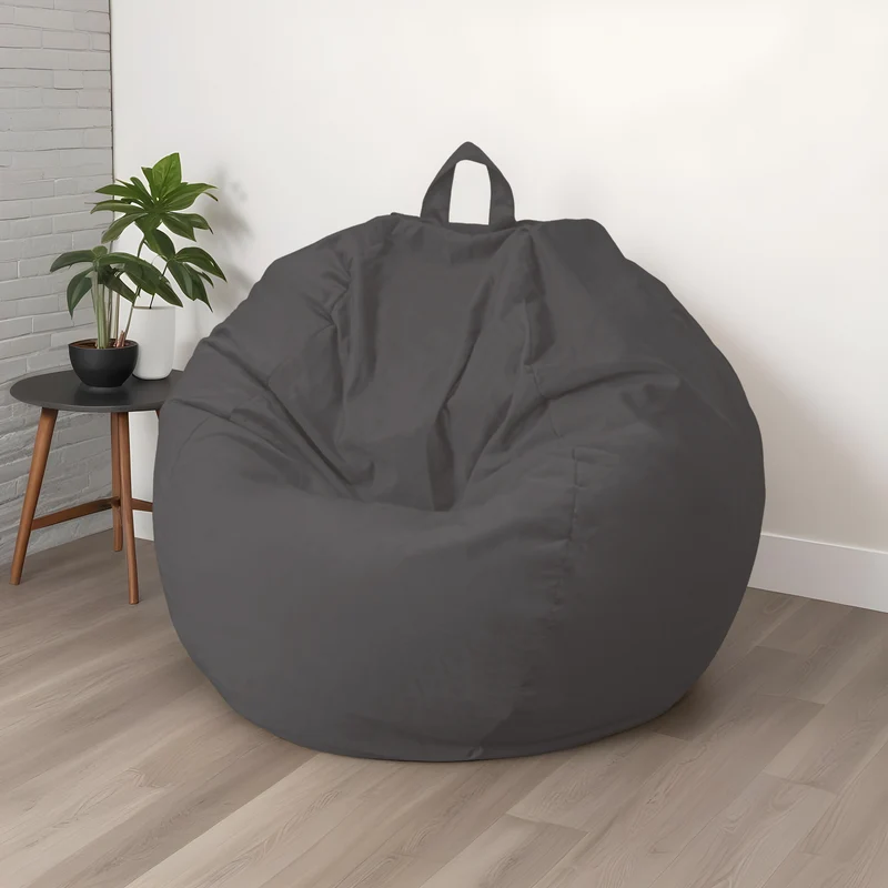 Pouf Poire Géant XXL 120x150 Gris Foncé - Velours & Mousse (Grand Luxe & Confort)